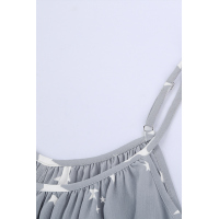 Gray Star Print Spaghetti Strap Pleated Flowing Tank Top