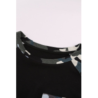 Black Camo Contrast Long Sleeve Top