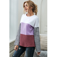 Relaxed Fit Colorblock Bell Sleeve Top