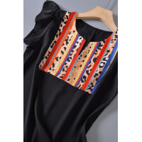 Colorful Striped Leopard Splicing T-Shirt 