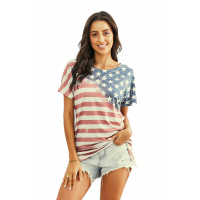 American Flag Asymmetric Blouse