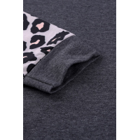 Gray Leopard Long Sleeve Top