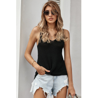 Black Sexy V Neck Twist Knit Vest 