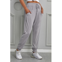 Gray Casual Drop Crotch Tapered Leg Pants