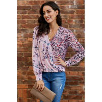 Pink Out Of Sight Mixed Print Drape Blouse