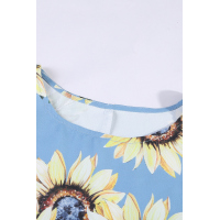 Blue Sunflower Print Tank Dress