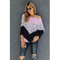 Pink Checkered V Dolman Top