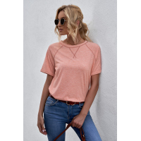 Pink Heathered Round Neck T-shirt