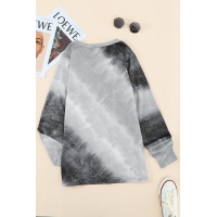 Ombre Gray Tie-dye Long Sleeve Top