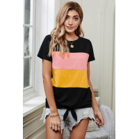 Color Block Panel Front T-shirt with Knot