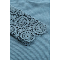 Crochet Lace Hem Sleeve Button Top