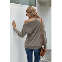 Khaki Ribbed Zip Knit Top