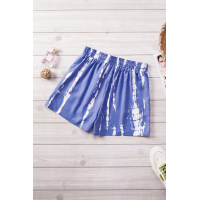 Blue Tie Dye Drawstring Casual Shorts