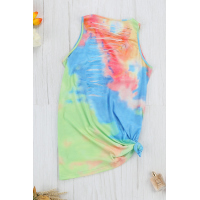 Tie Dye Hollow Out Sleeveless Mini Dress