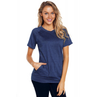 Navy Heathered Short Sleeve Pocket Tee