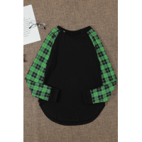 Green Plaid Long Sleeve Top