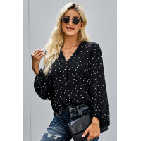 Black Love You Boo Balloon Sleeve Blouse