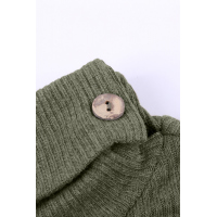 Army Green Buttoned Neck Knit Long Sleeves Top