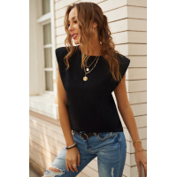 Black Cotton Blend Round Neck Tee