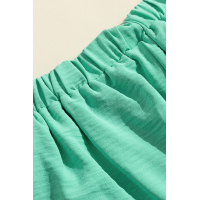 Green Scalloped Tie Front Shorts