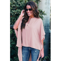 Pink Chic High Low Kimono Top