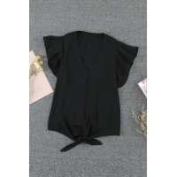 Black Forever Tonight Button Tie Top