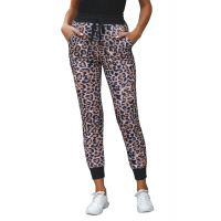 Brown Leopard Cotton Pocketed Joggers