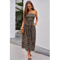 Black Bohemian Bandeau Floral Print Maxi Dress