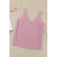 Pink Eyelash V Neck Cami Tank Top