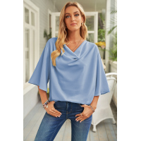 Sky Blue Draped Blouse