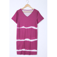 Pink Tie Dye Casual Mini Dress