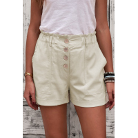 Khaki Cuffed High Waist Shorts