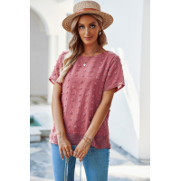 Swiss Dot Texture Short Sleeve Top