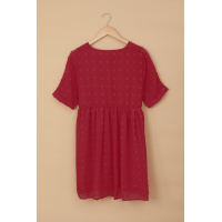 Red Fever Pitch Pom Babydoll Tunic Dress