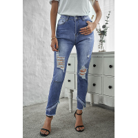 Distressed Mid Rise Skinny Denim Pants