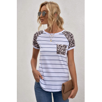 Striped Leopard Pocketed Patch Tee