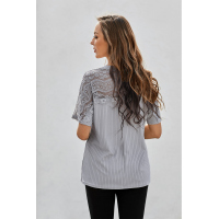 Lace Yoke Hollow-out Knit Top