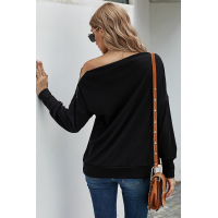 Black Ribbed Zip Knit Top