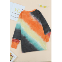 Ombre Orange Tie-dye Long Sleeve Top