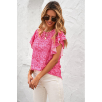 Pink Floral Ruffle Short Sleeve Tee