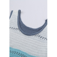 Sky Blue Color Block Knitted Tank Top