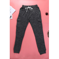 Heathered Black Pocketed Casual Joggers