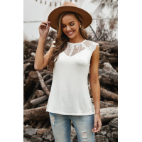 White Lace Cape Flowy Tank Top