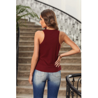 Red Buttoned Ribbed Tank