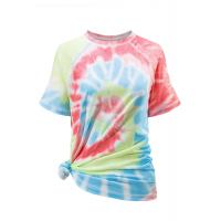 Red Raglan Sleeves Tie Dyed Tee