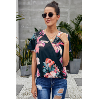 Blue Floral Twist Top