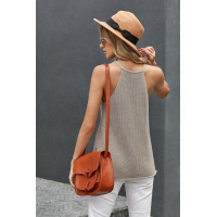 Gray Keyhole Knit Tank Top