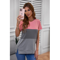 Gray Contrast Colorblock T-shirt