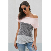 Pink Color Block Twist Tee