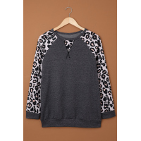 Gray Leopard Long Sleeve Top